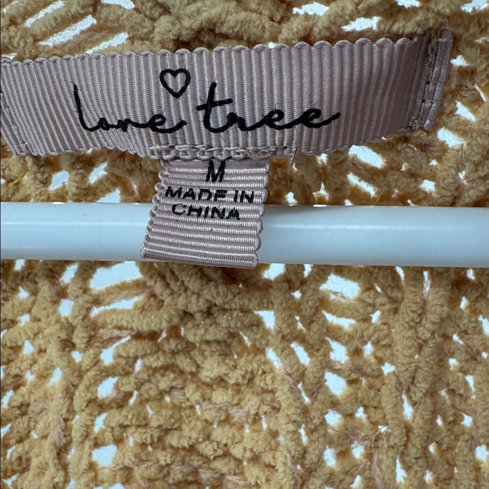Love Tree Cable Knit Cardigan tan m slouchy open front casual neutral pockets - Picture 10 of 10